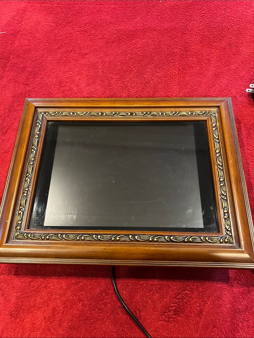 Wood Framed Digital Photo Display in Brown and Gold
